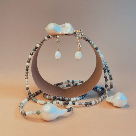 Émeraude Nyaklánc és Fülbevaló Szett