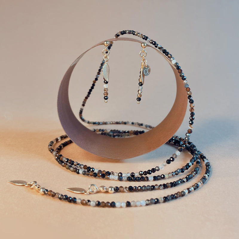 Brunette Long Necklace and Earrings Set