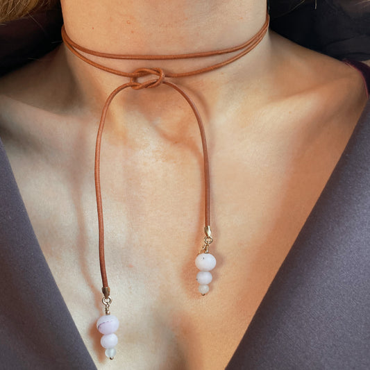 Sakura Bőr Lariat Nyaklánc