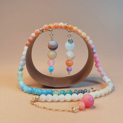 Bonbon Szivárvány Nyaklánc és Fülbevaló Szett 